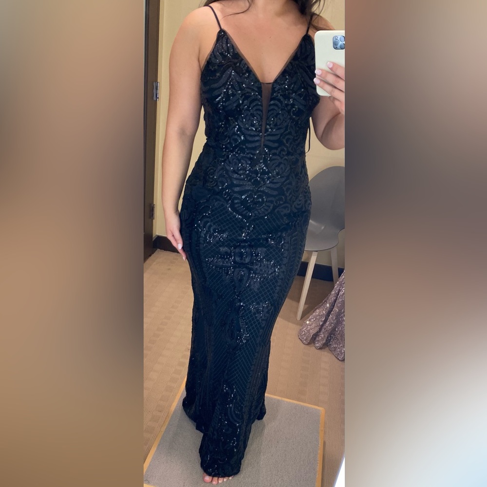 Black sequined dress. Worn once